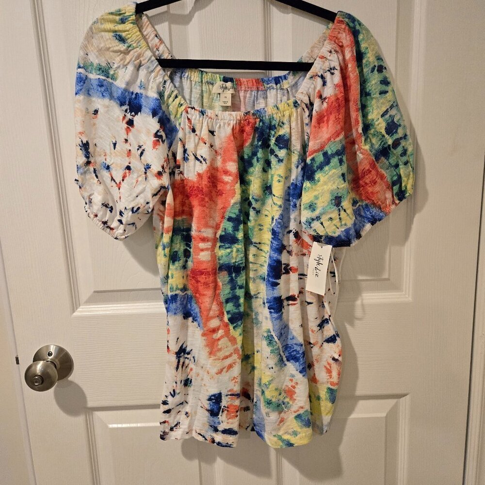 NWT Style & Co. Off Shoulder Top Spiral Tie Dye 1X